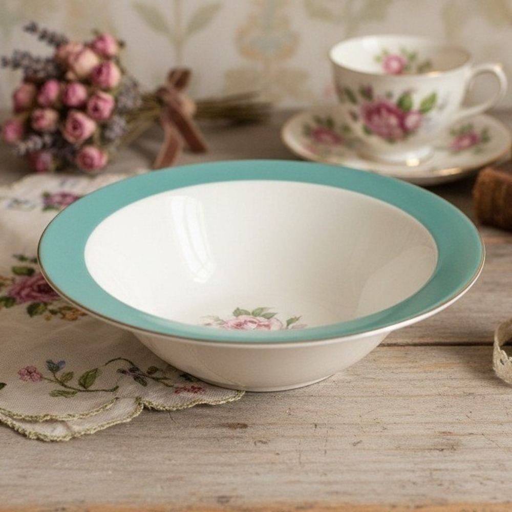 Vintage Homer Laughlin Lifetime China Jade Rose 8" Serving Bowl